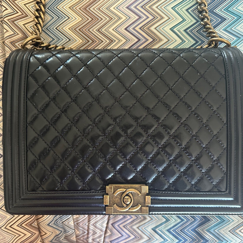 Chanel Boy Bag Coated Calfskin Gold Hardware